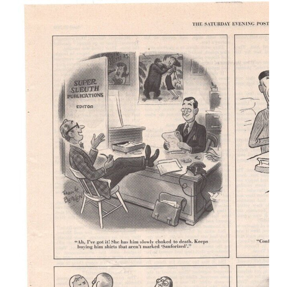 Vintage Original Sanforized Clothing Magazine Advertisement Large B&W 1950s - Picture 3 of 6